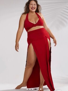 Cleopatra Slit Skirt Crimson Red